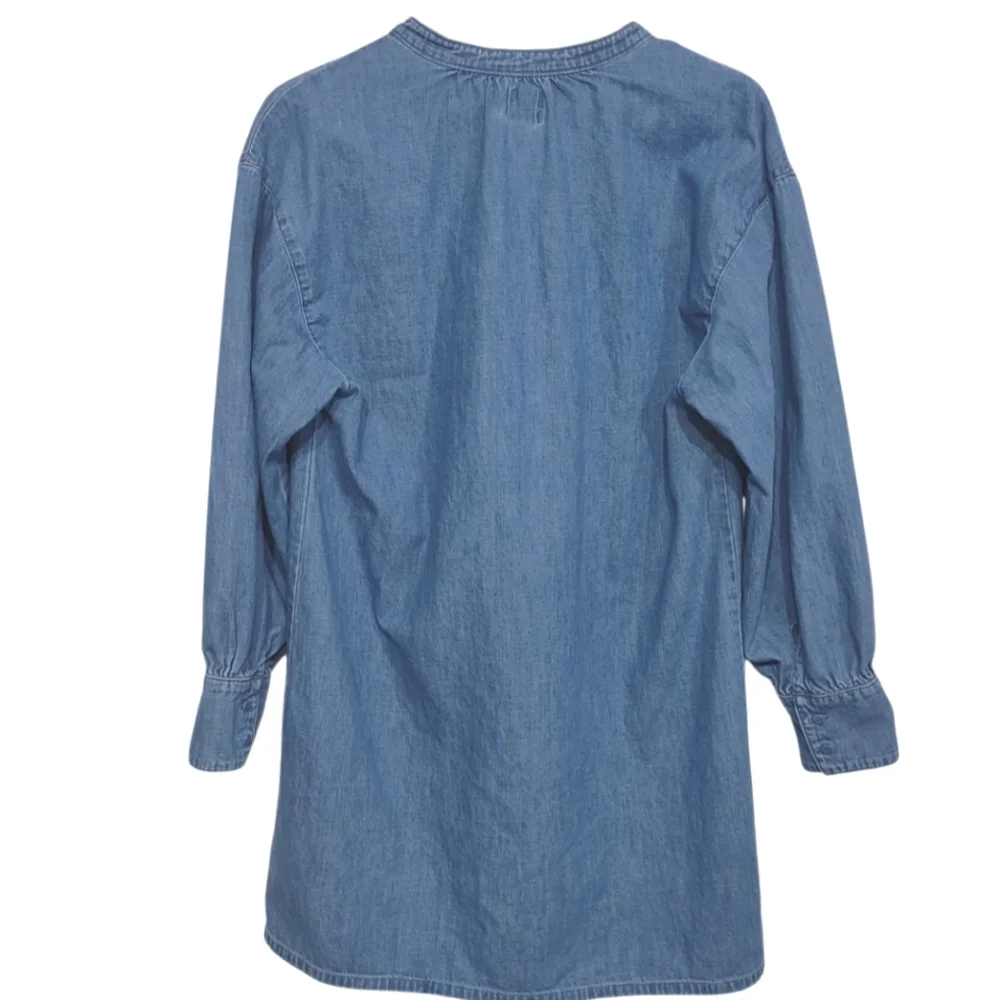 J Crew Denim Dress Size Medium Blue Jeans Long Sleeve 100% Cotton Lightweight - Picture 6 of 10